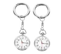 DIKACA 2 pièces Montres Infirmière Électroniques Pendentif avec Porte-clés Montre de Poche à Cadran Accroche Pratique pour Étudiants et Professionnels Minuteur Examen Unisexe