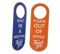 DIKACA 2 Pièces Panneau Porte Bureau PU Double Face Indicateur Quiet In Meeting et Please Out Of Office Compatible Toutes Portes pour Salle Conférence Bureau