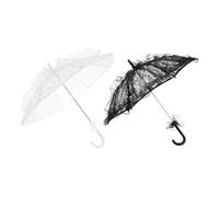 DIKACA 2 Pièces Parapluie Dentelle pour Mariage et Halloween Parasol Élégant pour Décorations Photos et Déguisements Lot de Noir et Blanc