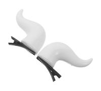 DIKACA 2 Pièces Pinces à Cheveux Cornes de Diable Blanches Cosplay | Plastique et Métal, Style Gothique Léger, Maintien Sûr pour Danse et Cosplay, Blanc