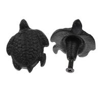 DIKACA 2 Pièces Poignée de Porte Fonte Noire Style Océan Tortue Poignées Tiroir Rétro pour Armoire Décoratives et Robustes pour Chambre Garçon Fille et Cuisine