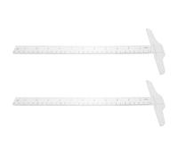 DIKACA 2 Pièces Règle T Transparente Double Échelle Outil de Mesure Rigide pour Dessin École et Travaux Manuels Lot