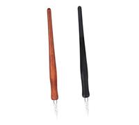 DIKACA 2 pièces Stylo Calligraphie Verre avec Manche Bois Plume et Lisse pour Écriture Artistique et Cadeau Écriture