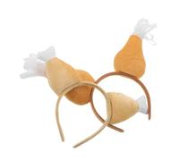 DIKACA 2 Pièces Thanksgiving Headband Set Turkey Drumsticks Plush Hair Accessories Lightweight Comfortable For Women Holiday Party Supplies