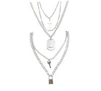 DIKACA 2pièces Collier Forme de Croix avec Pendentif Décoratif Forme de Cadenas Lot de Colliers pour Accessoire de Clavicule Bijou Cadeau