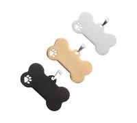 DIKACA 3 pièces Médaille Identification Chien Lot Design Os Gravé INOX Accessoires pour Chiens Chiots Chats