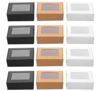 DIKACA 30 pièces Boîtes de Rangement pour Savon Papier Boîte Emballage Solide Fenêtre Design Simple et Pratique pour Savon Artisanal Lot Blanc Kraft Noir