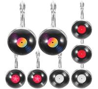DIKACA 4 paires Boucles Oreilles Pendantes Disque Vinyle Rétro pour Femmes Lot de Design Unique et Confortable Alliage de Zinc Bijoux Mode Années