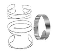 DIKACA 4 Pièces Bracelets Manchettes Ouverts Réglables Design Géométrique Moderne de Bracelets pour Femme Style Unique et Confortable