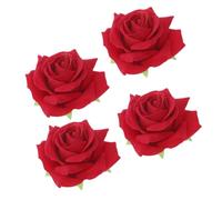 DIKACA 4 Pièces Broche Fleur Rouge Épingles Cheveux Simulation Rose Élégante pour Mariage Plage Fête et Voyage Accessoire Décoratif Polyvalent