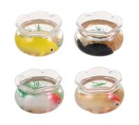DIKACA 4 Pièces Miniature Fish Bowls PVC Dollhouse Aquarium Mini Round Koi Goldfish Tank for Micro Landscape Desktop Decoration