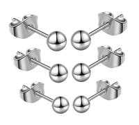 DIKACA 6 pièces Boucles Oreilles Boules Inoxydables Petites Boucles Simples Légères pour Femmes Bijoux Piercing Cartilage Décoratifs Élégants