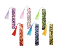 DIKACA 6 Pièces Ensemble de Marque-pages à Paillettes en Acrylique avec Pompons Colorés, Doux et Facile à Localiser, Maison Voyages, pour Femmes et Filles