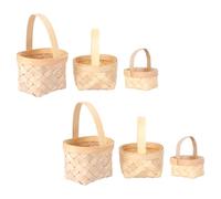 DIKACA 6 Pièces Lot de Mini Paniers Bois Tissés Main avec Poignées Petits Paniers Rustiques pour Décorations Bonbons Fleurs Rangement et Fêtes