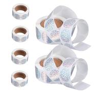 DIKACA 6 Rouleaux Étiquettes Rondes Argentées Holographiques Auto-adhésives Stickers Ronds Étanches et Résistants Aux Rayures pour Codage Couleur Bricolage et Organisation Polyvalente