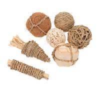 DIKACA 7 Pièces Natural Grass Chew Balls for Small Pets Safe Rabbit Guinea Pig Hamster Teeth Stress Relief and Activity Enhancers Cage Accessories for Healthy Chewing