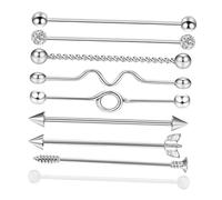 DIKACA 9 pièces Boucles Oreilles Acier Chirurgical Clou Barre Vis Barbell Piercing Bijoux Unisexe Confortable