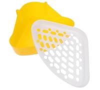 DIKACA Bac à Litière pour Lapin Jaune avec Séparateur Urine Plateau Filtrant Compact et Toilette pour Petits Animaux Facile à Nettoyer Réduit et Protège Pattes