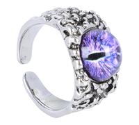 DIKACA Bague Ouverte Unisexe Ajustable Œil Maléfique Violet Foncé en Alliage, Anneau Grand Ouvert Vintage pour Femmes et Hommes, Accessoire Mode Bijou Déclaration