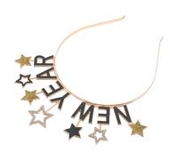 DIKACA Bandeau de Fête Nouvel An 2026 Lettres en Cristal Noir et Or, Accessoire de Tête Élastique 1 Pièce, Serrage-tête Étoile pour Soirée et Photo Festive