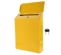 DIKACA Boîte à Lettres en Fer Jaune Petite Boîte aux Lettres Créative Grosse Capacité Adaptée Bureau École Entreprise