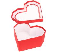 DIKACA Boîte Présent Cœur Polygonale Transparente avec Fenêtre Boîte Saint-Valentin Rouge pour Emballage Fleurs Coffret Fantaisie Compact pour Anniversaire et Compositions Floristiques