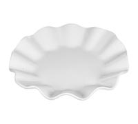DIKACA Bol de Fruits en Céramique Blanc Plat Décoratif Polyvalent Forme Feuille de Lotus Surface Lisse, pour Ranger Fruits Secs en Sortie ou Fêtes Entre Amis