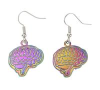 DIKACA Boucles D’oreilles Pendantes Cerveau Colorées, Bijou D’oreille de Cerveau Arc-en-ciel, Accessoires Oreilles Femme, Design Original, Présent pour Médecins et Étudiantes en Médecine