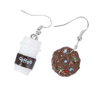 DIKACA Boucles D'oreilles Créatives Biscuits et Tasse de Café en Résine et Plastique, Légères et Faciles à Assortir pour Femme, Saint-valentin Fête