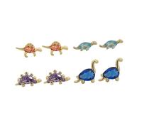 DIKACA Boucles D'oreilles Finition Soignée Dinosaure Cartoon 4 Paires en Cuivre Confortables comme Présent Performance de Danse