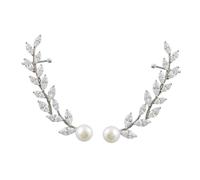 DIKACA Boucles d'Oreilles Grimpeur d'Oreille de Feuille Longue Argenté Sterling 925 Hypoallergénique Incrustation Zircon Aaa Scintillant Bijoux pour Femmes et Adolescentes Présent