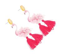 DIKACA Boucles Oreilles Pendantes Flamant avec Pompon Bijoux pour Femmes pour et Famille