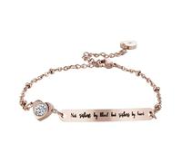 DIKACA Bracelet en Acier Titane Ajustable pour Femme, Chaîne de Poignet Inscription « Not Sisters By Blood But Sisters By Heart », Design Créatif Or Rose, Présent pour Occasions