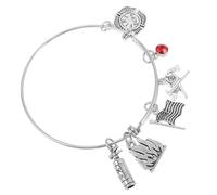 DIKACA Bracelet Jonc Ajustable Pompier en Acier Inoxydable Breloque Hache Bijou Unisexe pour Homme et Femme Présent Pompier pour Fête et Occasions Spéciales Symbole Héroïque