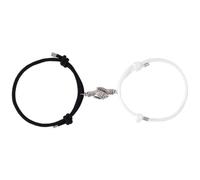 DIKACA Bracelets de Couple à Cordon Noir et Blanc 1 Paire Tressée Main Bracelets de Relation Unisexes pour Amis Présent Saint-Valentin Ajustables et Confortables Style Mode