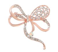 DIKACA Broche nœud en alliage avec pierres décoratives pour vêtements cardigan et écharpe accessoire chic couleur rose doré