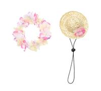 DIKACA Chapeau été Hawaïen pour Chien et Chat avec Guirlande et Réglable pour Plage et Photos