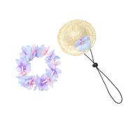 DIKACA Chapeau pour Chien avec Guirlande Hawaïenne Respirante Protection Solaire Légère Réglable pour Petits Chiens Accessoires et Plage