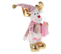 DIKACA Christmas Doll Adjustable Telescopic Plush Ornament with Lights and Music Soft Fabric Holiday Desktop Decoration for Home and Winter Parties