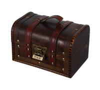 DIKACA Coffre Pirate Vintage avec Serrure Boîte de Rangement Décorative pour Trésors Thème Aventure Petit Coffre Sécurisé Couleur Marron