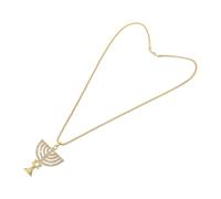 DIKACA Collier avec Étoile de David Strass Pendentif Hanoukka Doré Bijou de Temple pour Occasions Religieuses