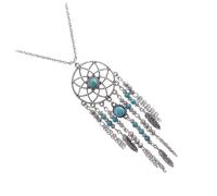 DIKACA Collier Bohème Argenté en Alliage Pendentif Attrape-rêves, Bijou Créatif pour Femmes, Présent Bijoux Original, Accessoire Mode pour Sorties et Fêtes, Résistant la Décoloration
