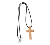 DIKACA Collier Croix Bois Sculpté Main Pendentif Spirituel Chrétien Bois Dolivier et Confortable pour Foi et Baptême Inspirant pour Hommes et Femmes