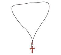 DIKACA Collier Croix en Bois de Sang Sculpté, Pendentif Crucifix Catholique Marron Rustique, Bijou Religieux Unisexe, Accessoire Foi pour Prière et Présent de Fête Chrétien