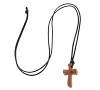 DIKACA Collier Croix en Bois Unisexe pour Homme et Femme, Pendentif Religieux Petit Format, Collier Catholique Naturel, Bijou Couple Minimaliste pour Usage Quotidien