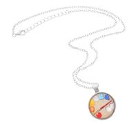 DIKACA Collier Pendentif Palette de Peintre en Alliage de Zinc et Verre Collier Long Argenté Bijoux d'Artiste pour Professeurs et Étudiants Accessoire Mode Créatif et Élégant