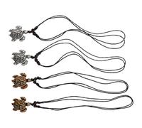 DIKACA Collier Pendentif Tortue en Résine Imitation Os 4 Pièces Style Européen Américain Blanc et Marron Accessoires Bijoux Marins pour Femmes et Hommes Décor pour Colliers et