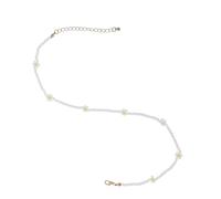 DIKACA Collier Perles Tissé Créatif Femme avec Fleurs Marguerites Colorées Ras Du Cou Élégant pour Fête Plage et Cadeau Anniversaire