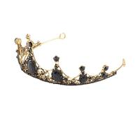 DIKACA Couronne Baroque Noire Légère en Alliage Strass pour Mariage et Atmosphère Festive, Coiffure Élégante pour Mariée et Femme
