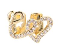 DIKACA Double Heart Teeth Grill With Rhinestones Comfortable Hip Hop Costume Mouth Grill Set For Women And Men Easy To Wear For Parties And Daily Use